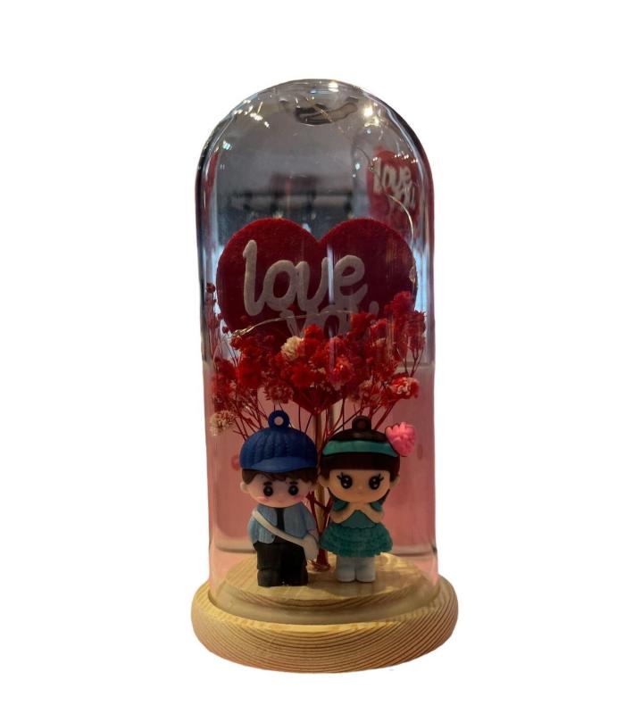 Toptan I Love You Işıklı Müzikli Cam Büyük Fanus